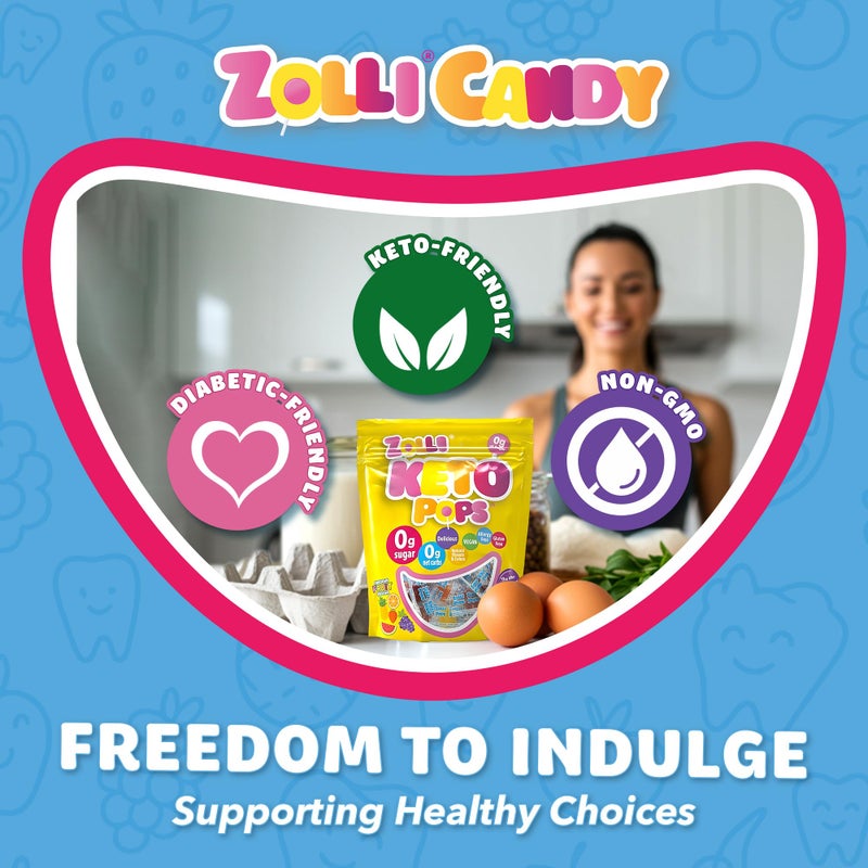 ZOLLIPOPS Zolli KETO Pops Sugar Free Lollipop Candy, Vegan, Gluten-Free, Diabetic-Friendly, 4oz Resealable Pouch - Image 5
